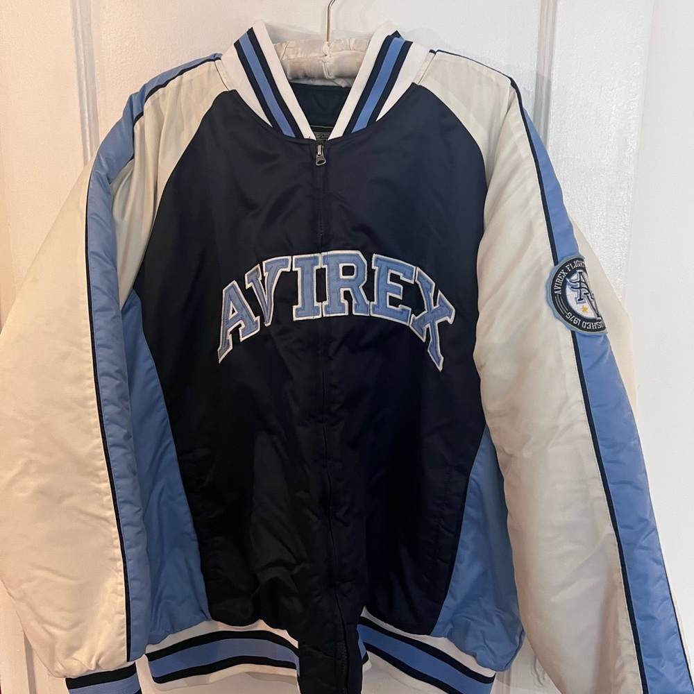 Avirex Blue and White Flight Academy Jacket sz XXL